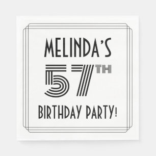 Serviette En Papier Art Déco Inspirée 57ème Anniversaire Fête, Nom per