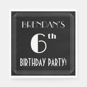 Serviette En Papier Art Déco Look 6ème fête d'anniversaire avec nom pe