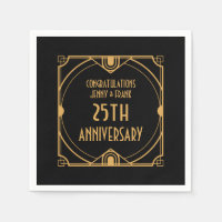 Art Déco Noms 25ème anniversaire Mariage d'argent