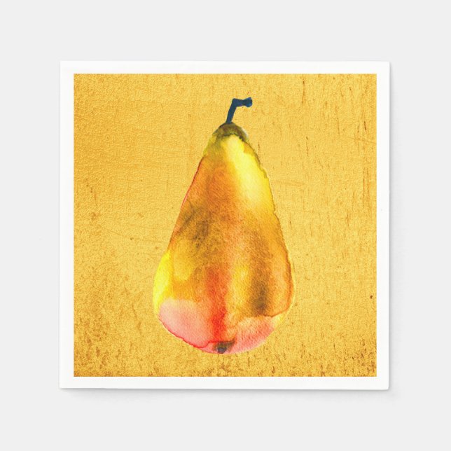 Serviette En Papier Art des fruits à poires d'or (Devant)