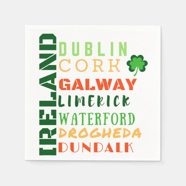 SERVIETTE EN PAPIER ART DU MÉTRO IRLANDE (Devant)