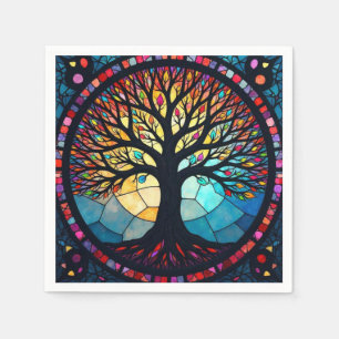 Serviette En Papier Art en verre tendu, Arbre de vie Verre tendu