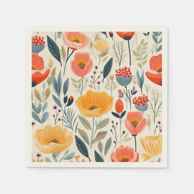 Serviette En Papier Art Fleur Coloré (Devant)