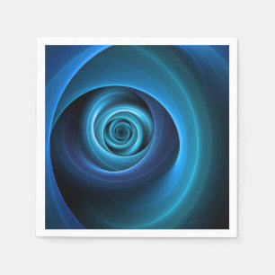 Serviette En Papier Art fractal abstrait moderne aux couleurs bleues e