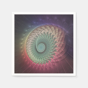 Serviette En Papier Art fractal abstrait moderne coloré escargot