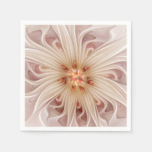Serviette En Papier Art fractal de fleurs pastel moderne abstrait pêch
