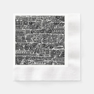 Serviette En Papier Art Géométrique Noir Et Blanc 2