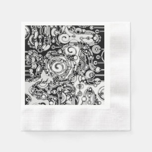 Serviette En Papier Art Géométrique Noir Et Blanc 3