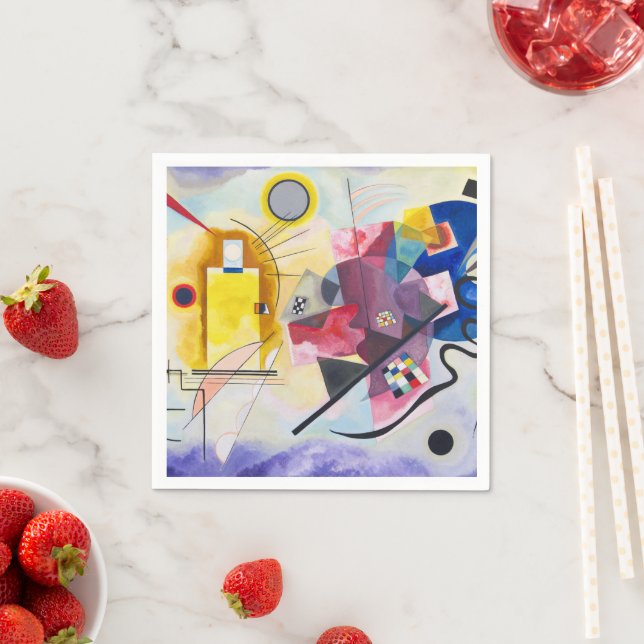 Serviette En Papier Art moderne Abstrait Kandinsky Jaune Rouge Bleu (En situation)