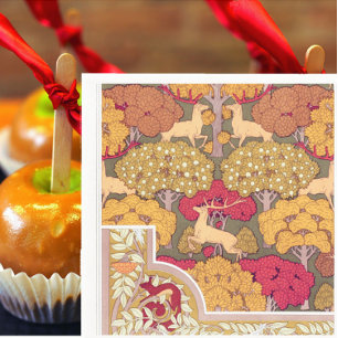 Serviette En Papier Art nouveau arbres d'automne et cerfs Automne vint