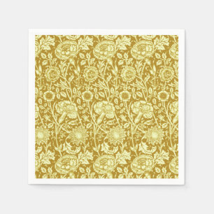 Serviette En Papier Art Nouveau Carnation Damas, moutarde et jaune