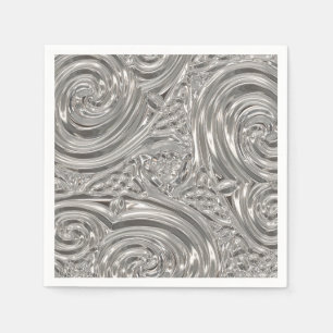 Serviette En Papier Art nouveau victorien élégant en argent