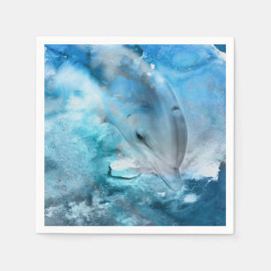 Serviette En Papier Art numérique de dauphin d'aquarelle