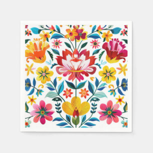 Serviette En Papier Art populaire mexicain coloré Floral