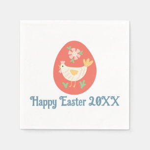 Serviette En Papier Art populaire Pâques Oeuf poulet