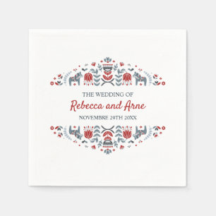 Serviette En Papier Art populaire scandinave Mariage personnalisé