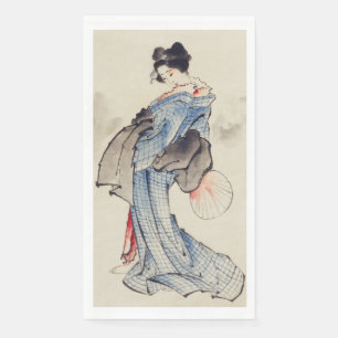 Serviette En Papier Art traditionnel japonais de geisha en kimono