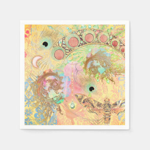 Serviette En Papier art vintage bohème unique hippie pastel capricieux
