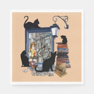Serviette En Papier Artiste hollandais vintage & chats noirs