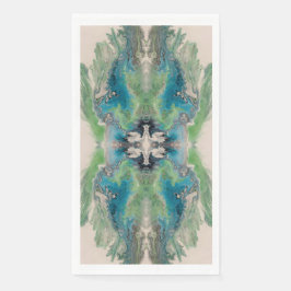 Serviette En Papier Artistic Fluid Abstract in Aqua & Green