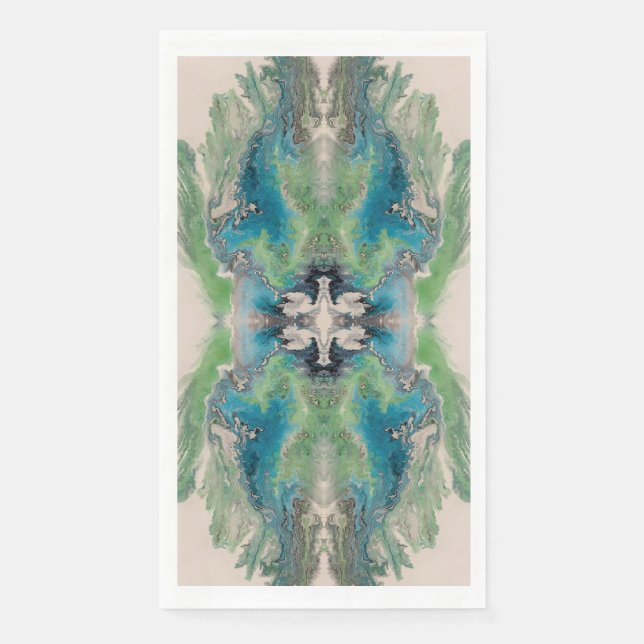 Serviette En Papier Artistic Fluid Abstract in Aqua & Green (Devant)