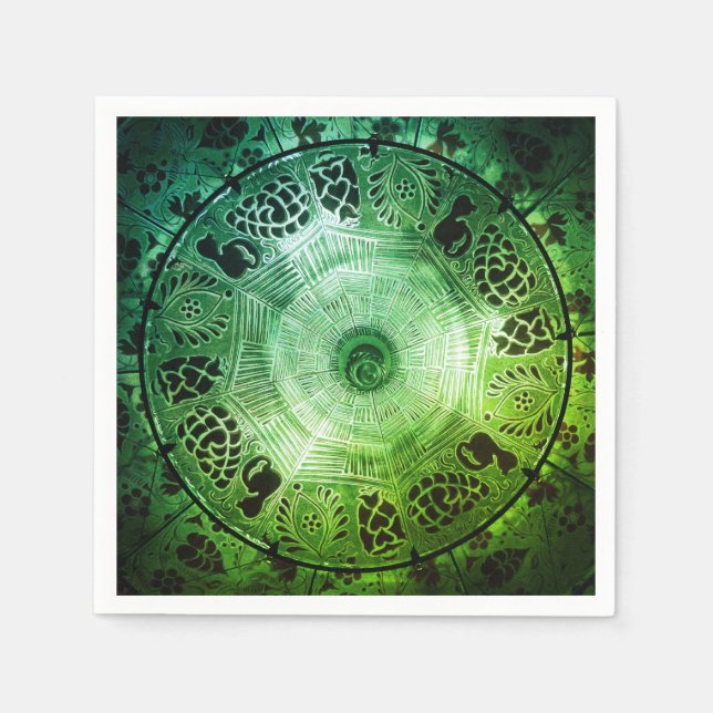 Serviette en papier artistique de couleur verte él (Devant)