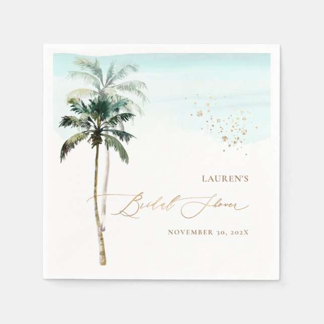Serviette En Papier ArtsApp Tropical Paradise Faux Gold Calligraphy (Devant)