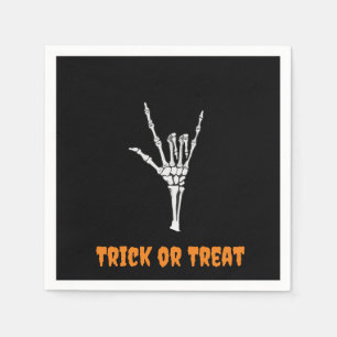 Serviette En Papier ASL Skeleton ILY Main - Trick ou Treat!