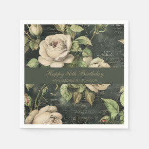 Serviette En Papier Assiette en papier Rose Verte Vintage