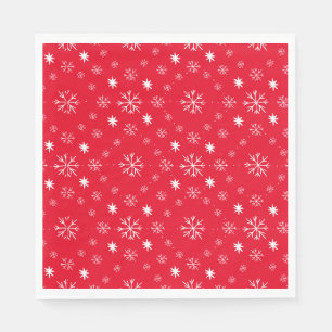 Serviette En Papier Assiette en papier rouge avec flocons de neige bla