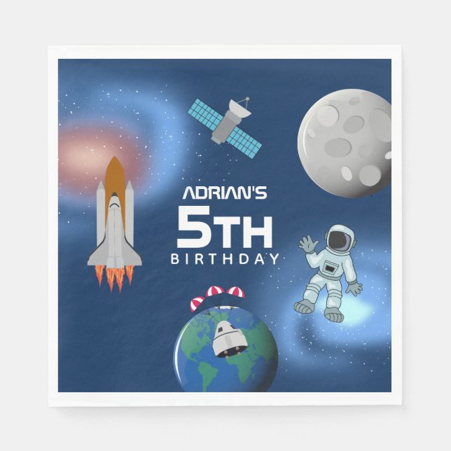 Serviette En Papier Astronaut dans l'espace Galaxie Thème Anniversaire (Devant)
