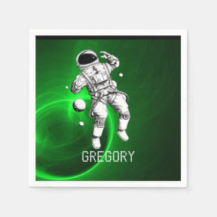 Serviette En Papier Astronaut Galaxie Verte Personnalisé