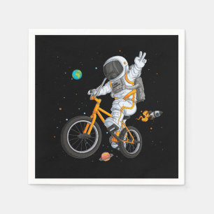 Serviette En Papier astronaute en combinaison spatiale faisant du vélo