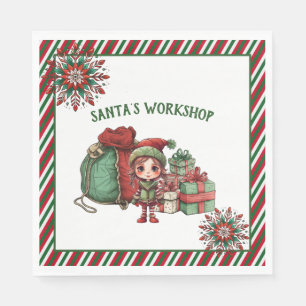 Serviette En Papier Atelier père Noël Fête de Noël Elf