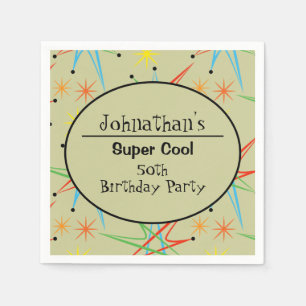 Serviette En Papier Atomique Starburst Retro Multicolore Personnalisé