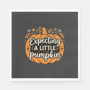 Serviette En Papier Attendant un Petit Citrouille Halloween Grossesse 