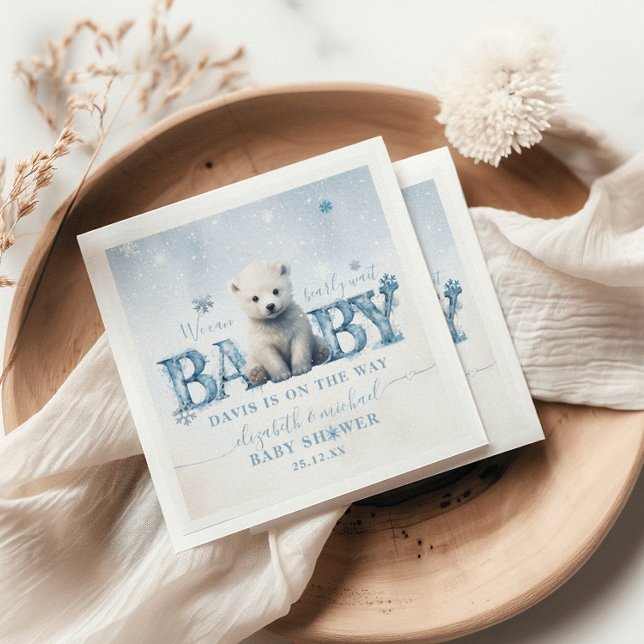 Serviette En Papier Attendez à peine l'hiver Moderne Ours polaire Baby (Créateur téléchargé)