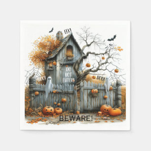 Serviette En Papier Attention & Boo - The Haunted Gatehouse