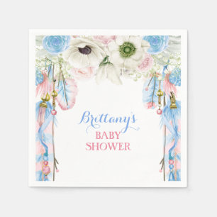 Serviette En Papier Attrape-rêves Bohème Plume Tribal Rose & Bleu