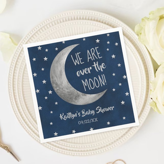 Serviette En Papier Au-Dessus De La Lune | Baby shower serviettes (Créateur téléchargé)