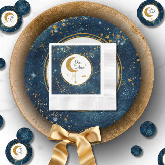 Serviette En Papier Au-Dessus Du Baby shower Spatial Lune