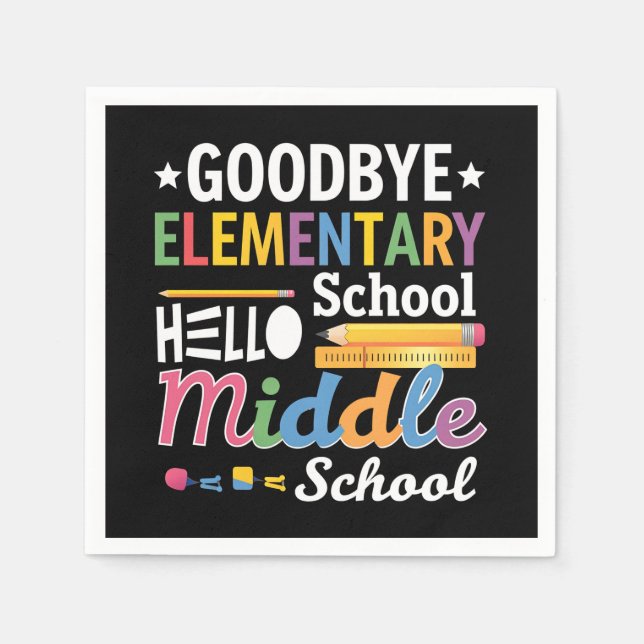 Serviette En Papier Au revoir école primaire Bonjour collège (Devant)