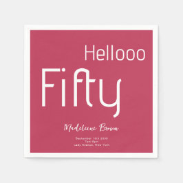 Serviette En Papier Audacieuse typographie Magenta 50e anniversaire