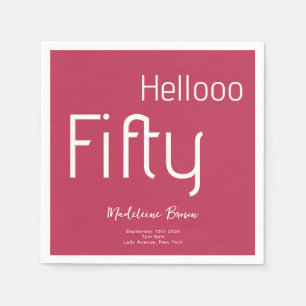 Serviette En Papier Audacieuse typographie Magenta 50e anniversaire