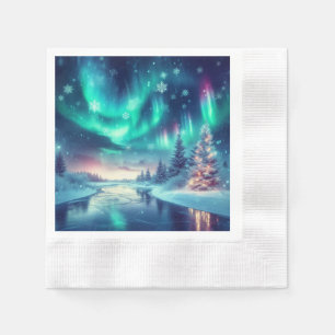Serviette En Papier aurora borealis/Noël/hiver