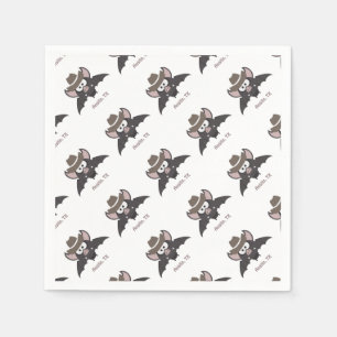 Serviette En Papier Austin Texas Cute Cartoon Cowboy Bat