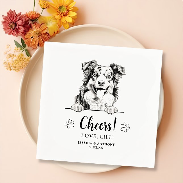 Serviette En Papier Australian Shepherd Dessin Cheval Personnalisé (Créateur téléchargé)