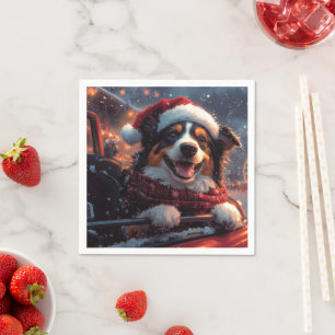 Serviette En Papier Australie Kelpie Dog Roller Dessous de verre Noël