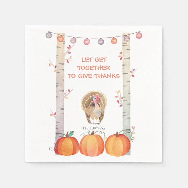 Serviette En Papier Automne Arbres Citrouille Turquie Thanksgiving Par (Devant)