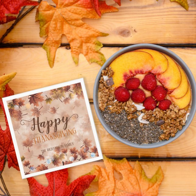 Serviette En Papier Automne Automne Bon thanksgiving Feuille Brown (Créateur téléchargé)
